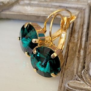 Austrian Crystal Earrings in Yellow Gold